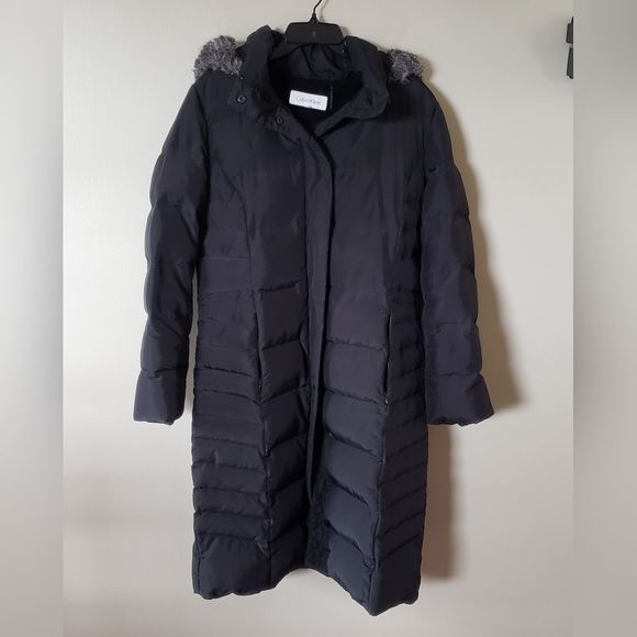 Calvin Klein Women's Black Long Duck Down Blend Winter Coat Size Medium - Picture 1 of 9